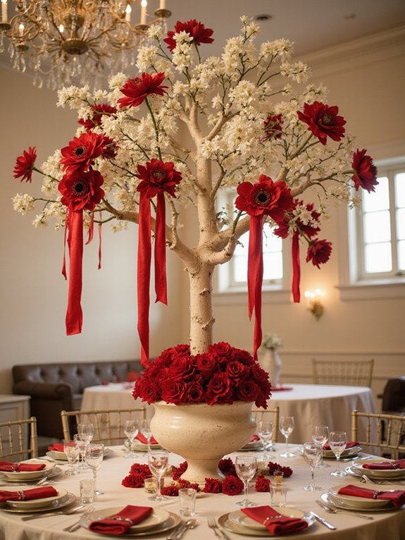 stunning ivory and red centerpieces