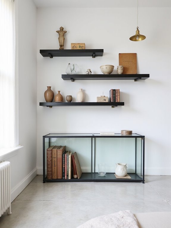 stylish floating shelves display