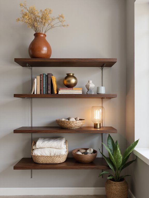 stylish living room shelves