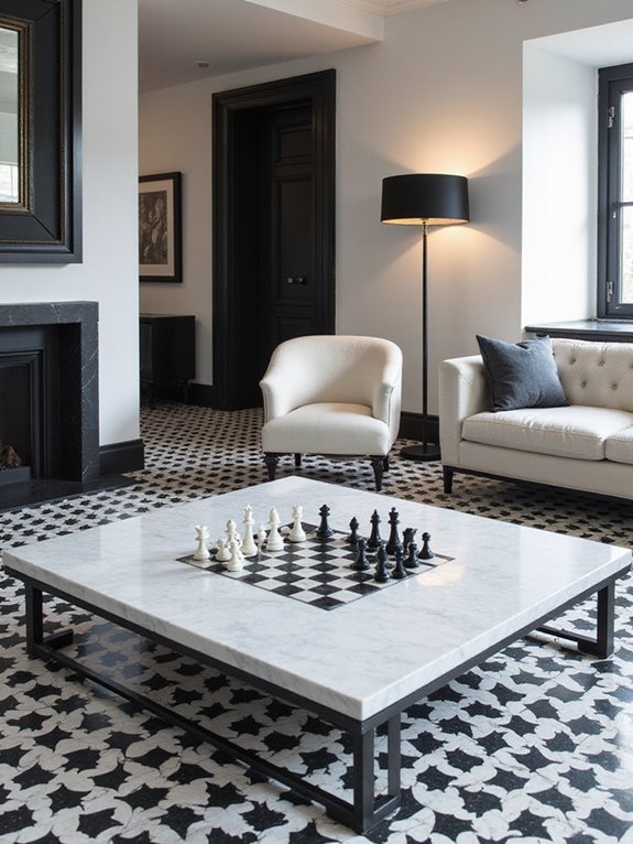 stylish white marble coffee table