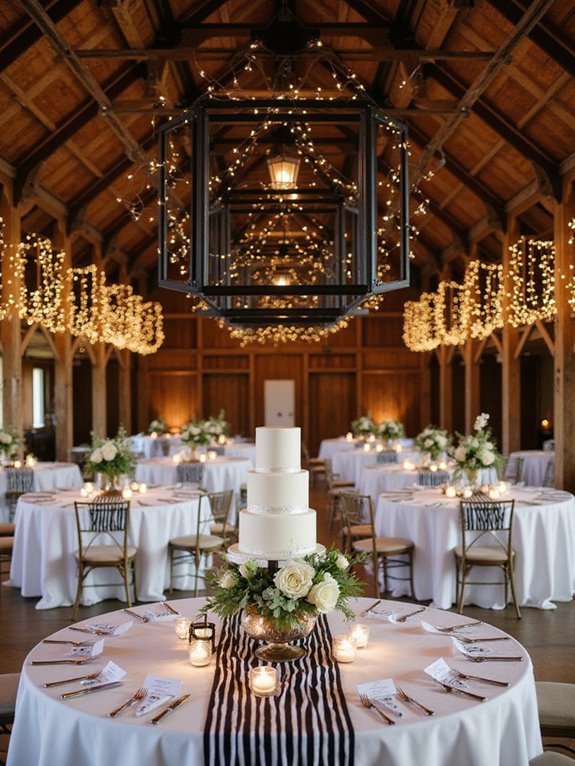 suspended geometric black centerpieces