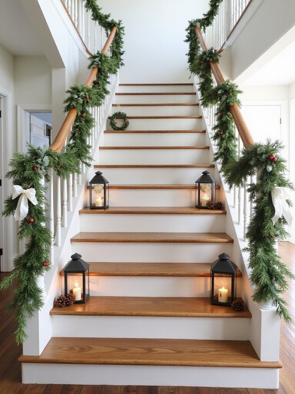 symmetrical stairway decoration ideas