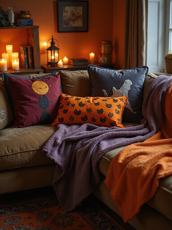 themed halloween throw pillows