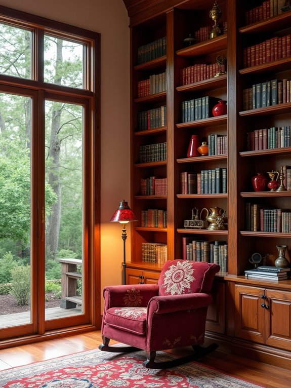 traditional red shelf styling