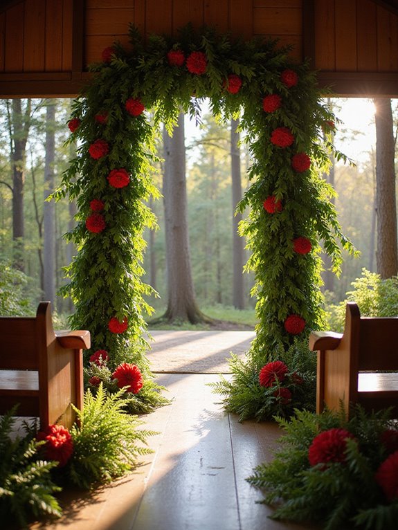 tropical greenery aisle decor