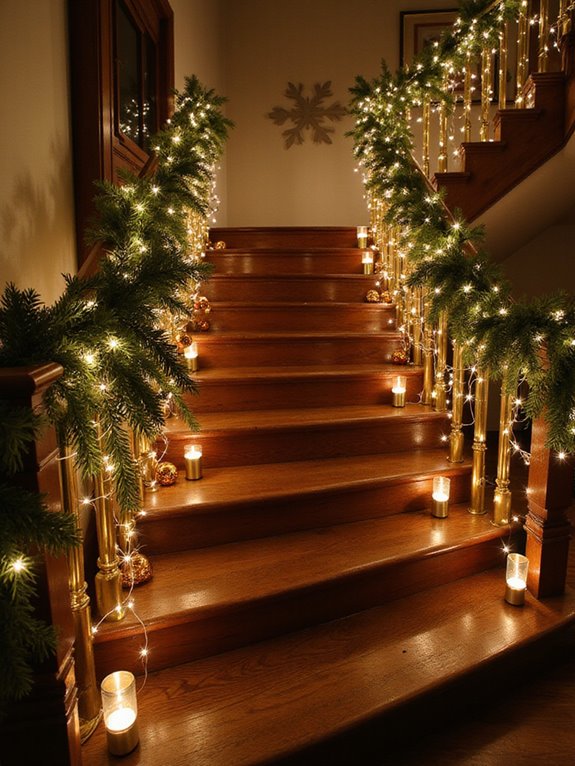 twinkling festive staircase display