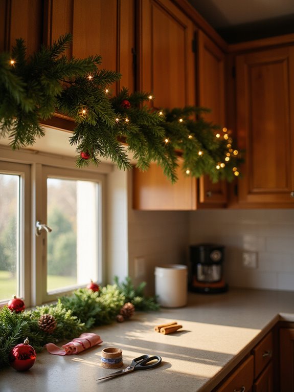 twinkling lights enhance garland