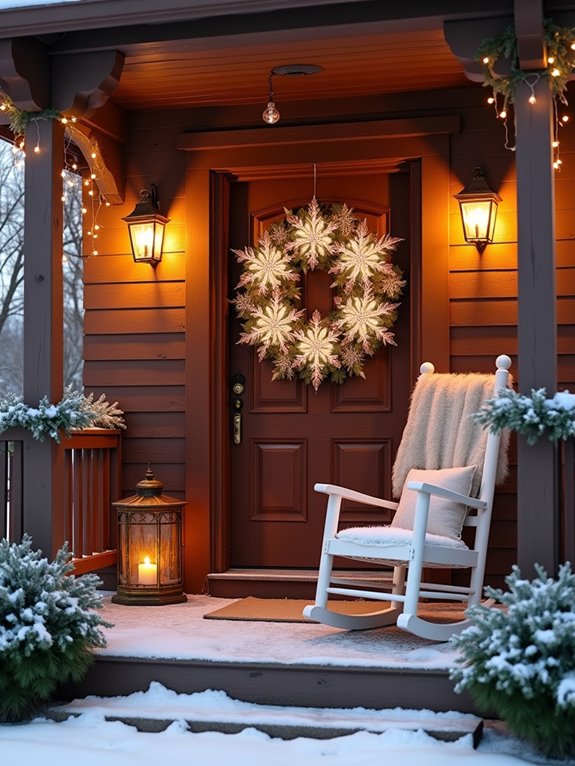 twinkling snowflake garlands adorn
