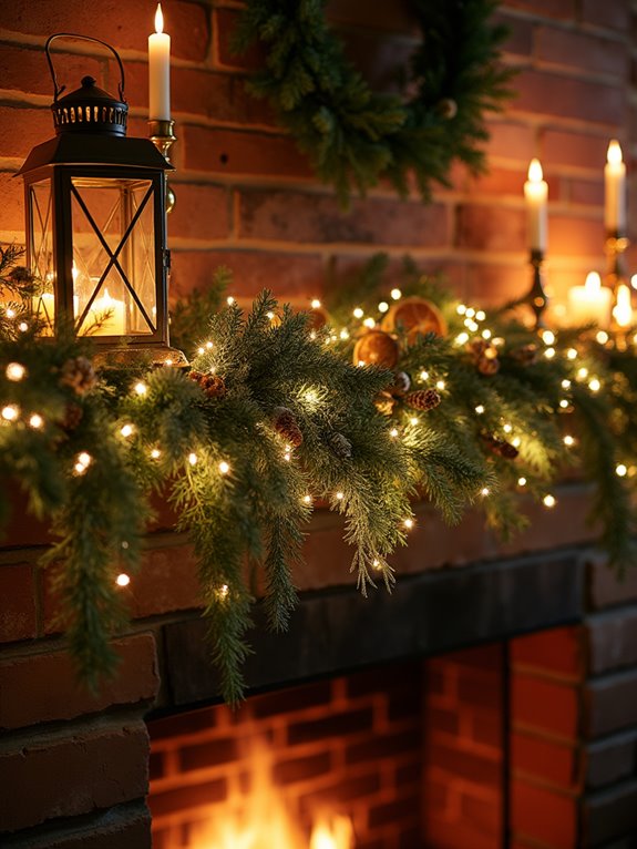 twinkling winter mantle decor