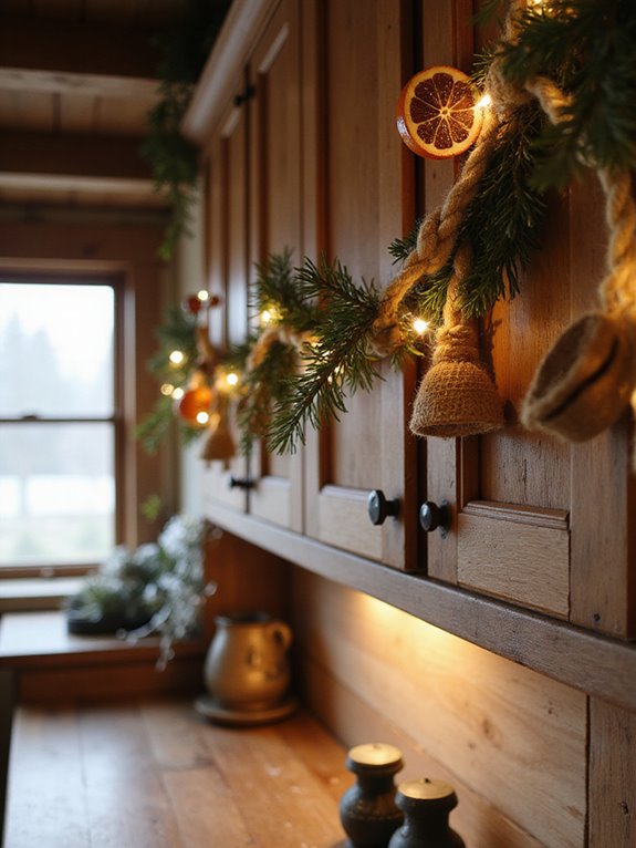 tying decorative garland loops