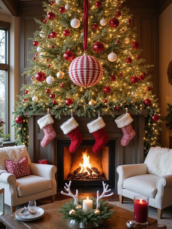 unique red white baubles