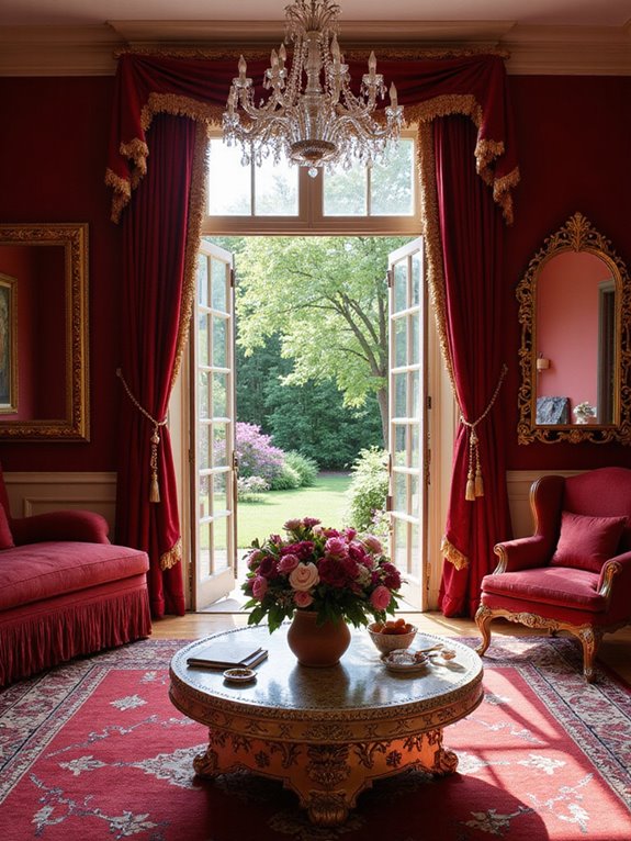 velvety red elegant draperies