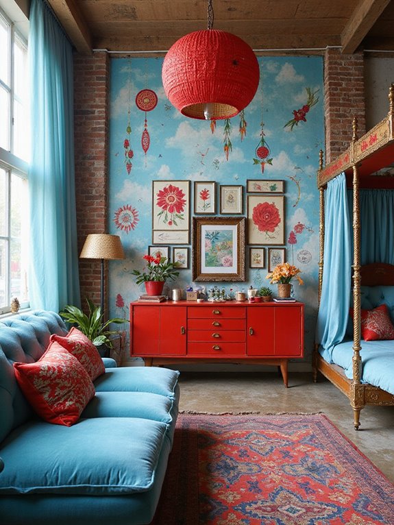 vibrant bohemian lounge decor