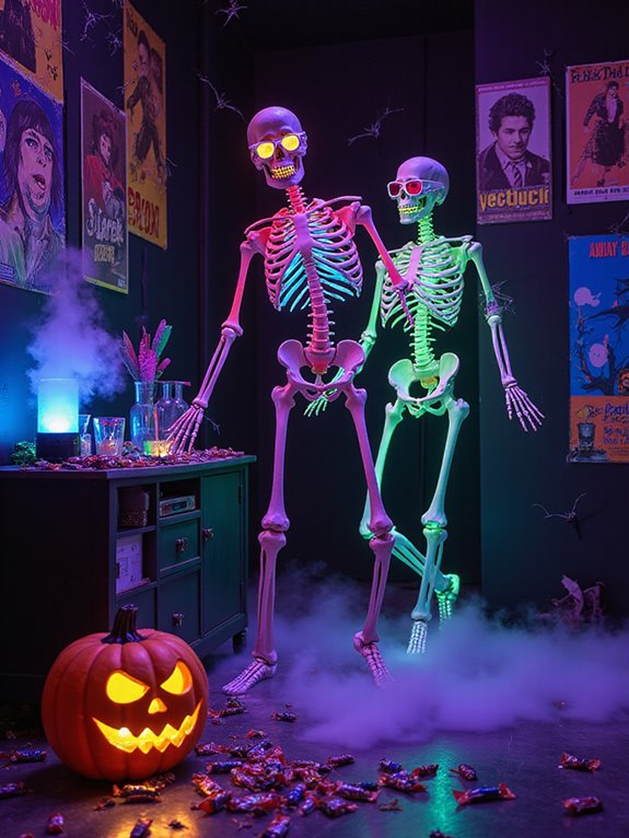 vibrant neon halloween decorations