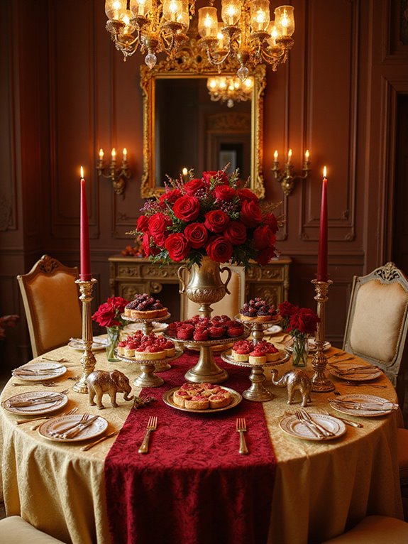 vibrant red cream gold decor