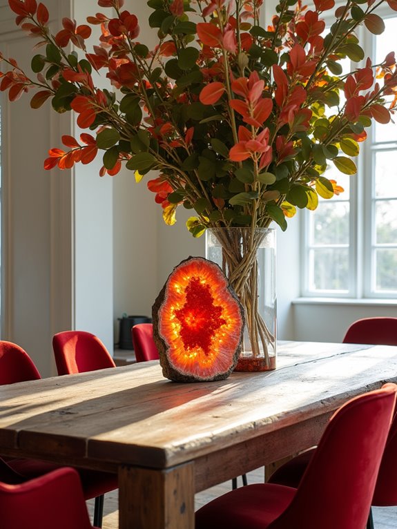 vibrant red eucalyptus decor