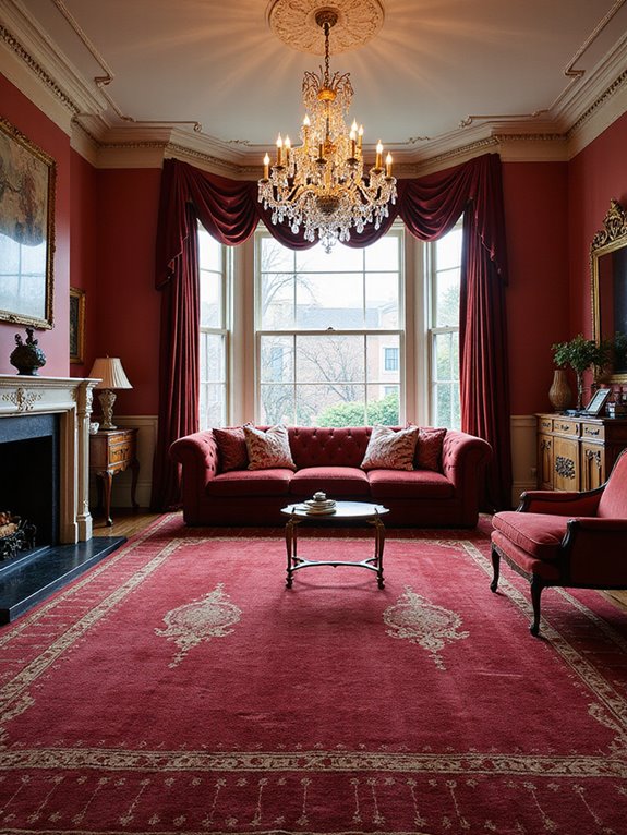 vibrant red velvet rugs