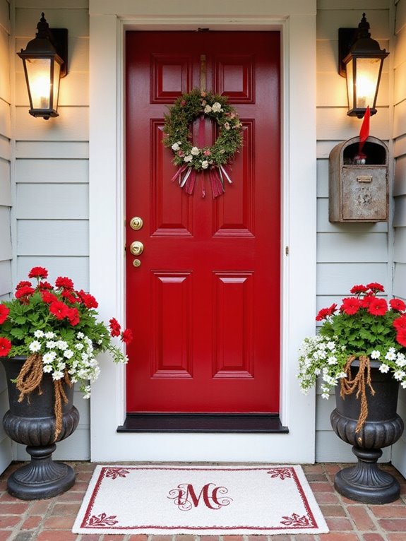 vibrant red welcome mat