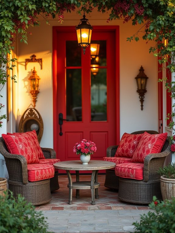 vibrant wicker porch decor
