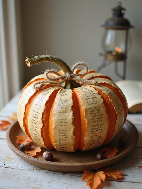 vintage book page pumpkin