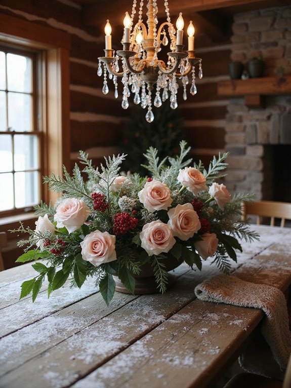 vintage floral winter decor