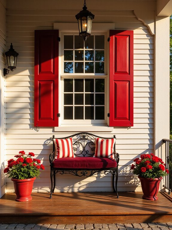 vintage red shutter accents