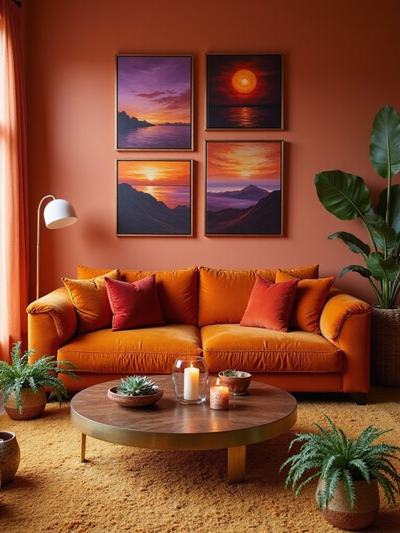 warm sunset inspired living room