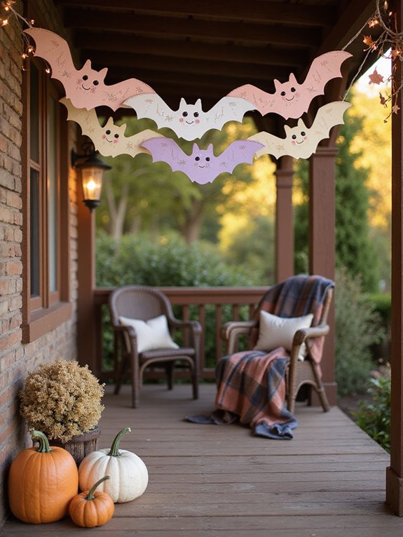whimsical bat garland creation