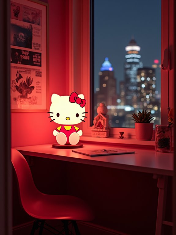 whimsical red hello kitty lamp
