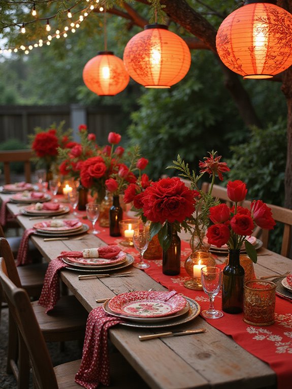 whimsical red table decor
