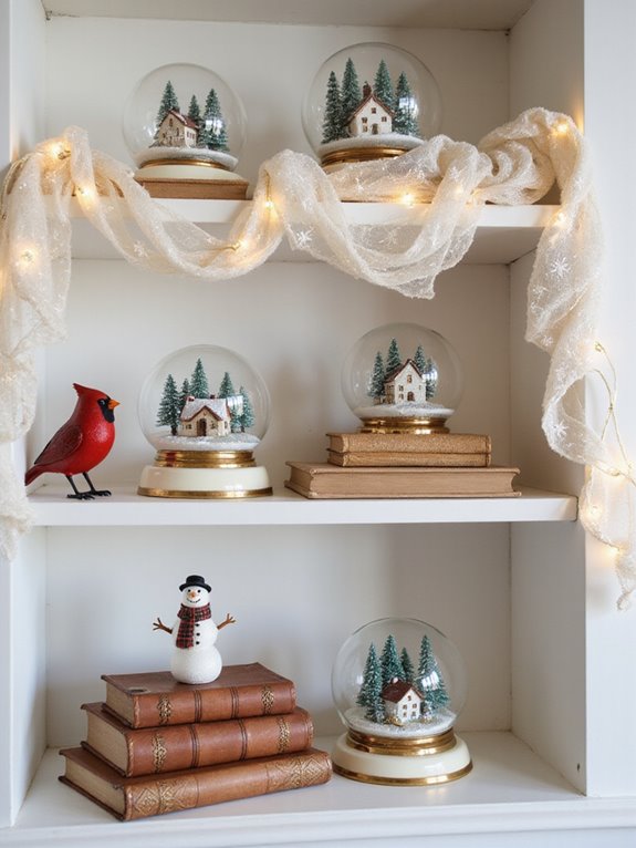 whimsical snowglobes storytelling displays
