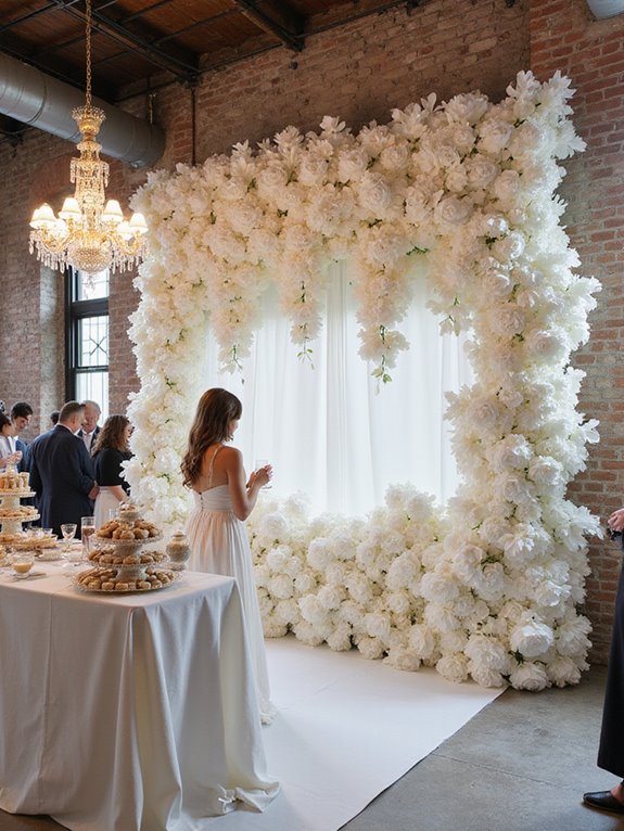 white floral photo backdrop
