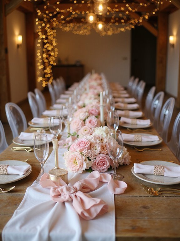 white linen with pink