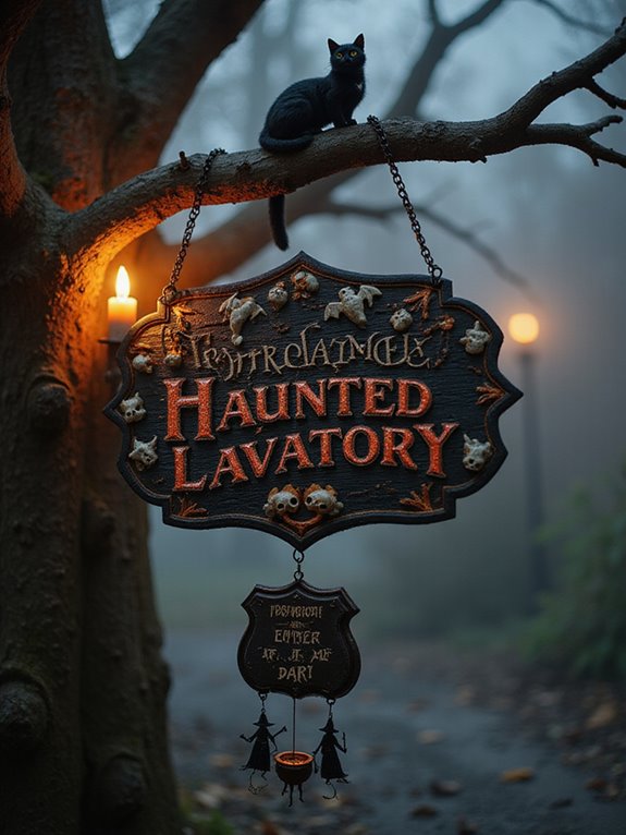 wicked halloween bathroom signs