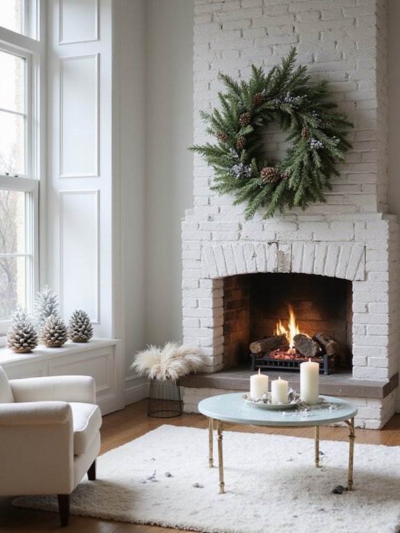 winter greenery and pinecones