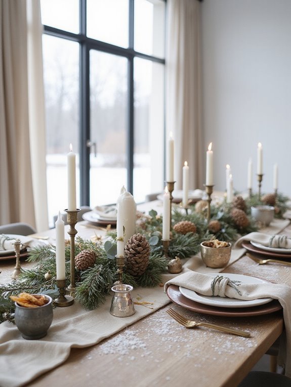 winter inspired neutral centerpieces