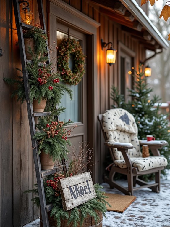 winter porch greenery accents