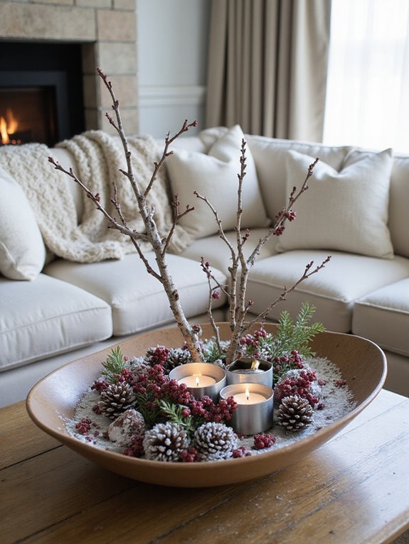 winter themed cozy centerpiece