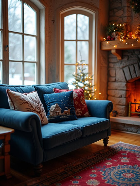 winter themed cozy cushions