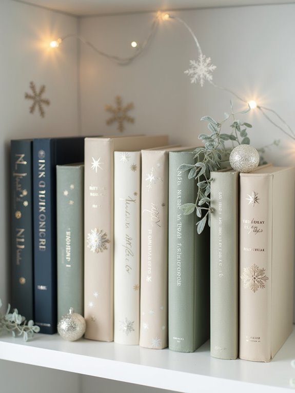 winter wonderland bookshelf decor