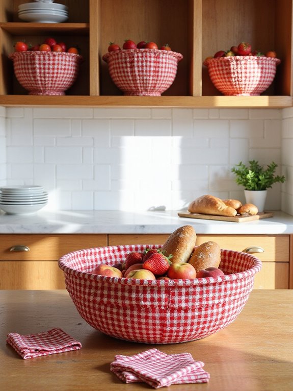 woven gingham kitchen decor