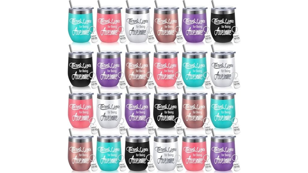 24 set straw lid wine tumblers