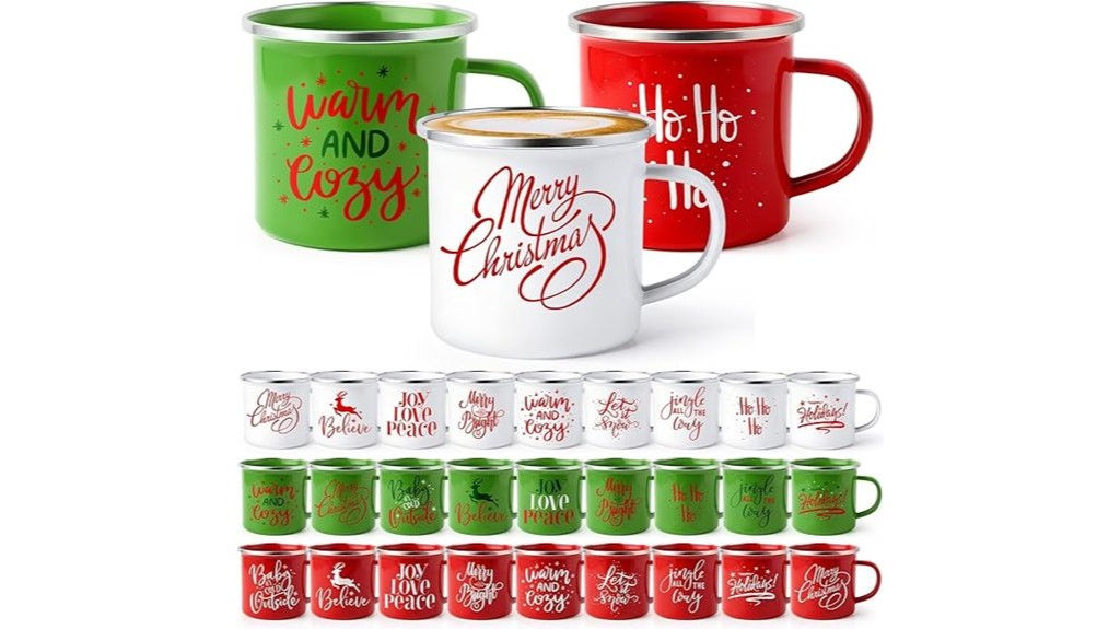30 enamel christmas mugs