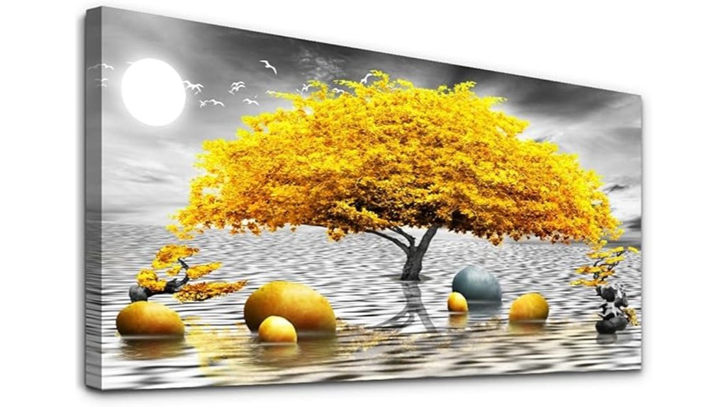 abstract yellow tree canvas