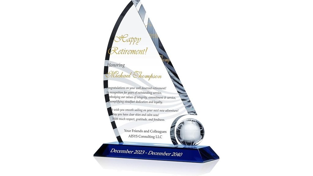 personalized crystal sail plaque