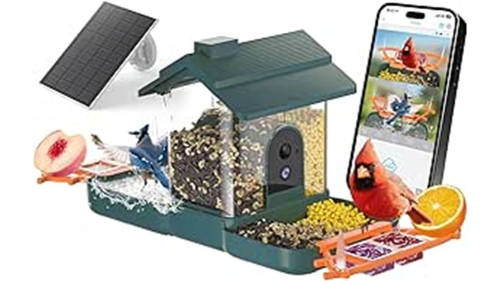 solar dual camera birdbath feeder