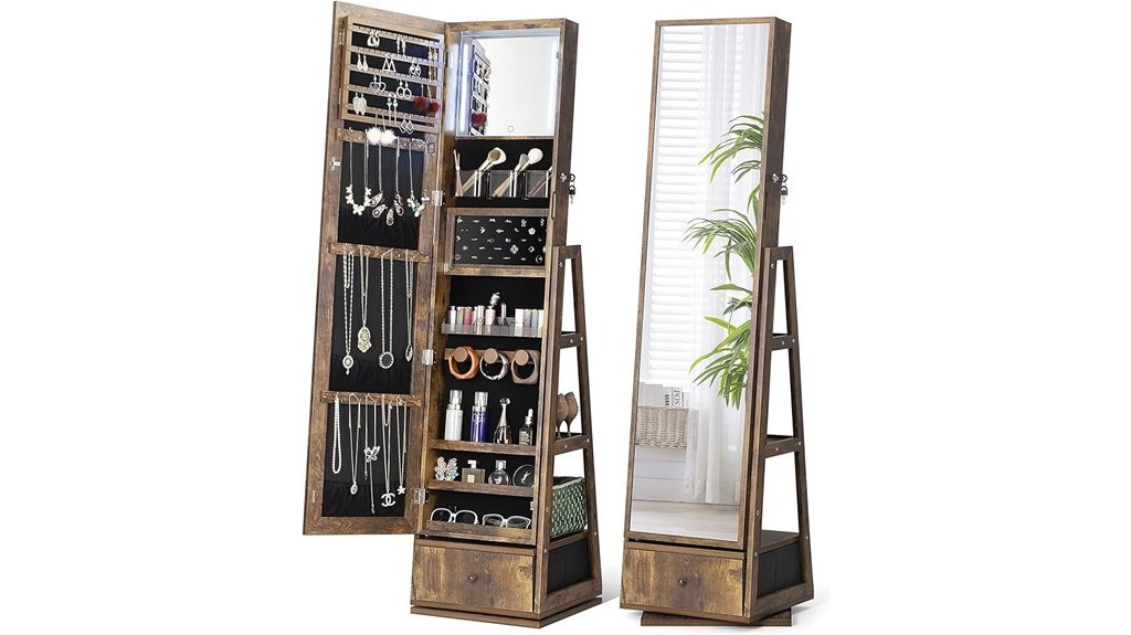 swivel lighted jewelry mirror